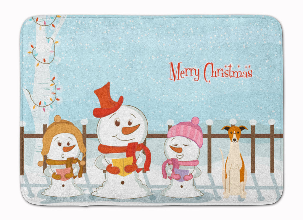 Merry Christmas Carolers Whippet Memory Foam Kitchen Mat Machine Washable Anti-Fatigue Cushion Comfort Bath or Kitchen Rug