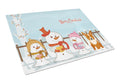 Merry Christmas Carolers Corgi Cutting Board Tempered Glass Kitchen Cutting Surface, Heat Resistant Chopping, Non-Slip Feet, Food Prep & Serving