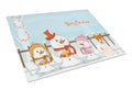 Merry Christmas Carolers Wire Fox Terrier Cutting Board Tempered Glass Kitchen Cutting Surface, Heat Resistant Chopping, Non-Slip Feet, Food Prep & Serving