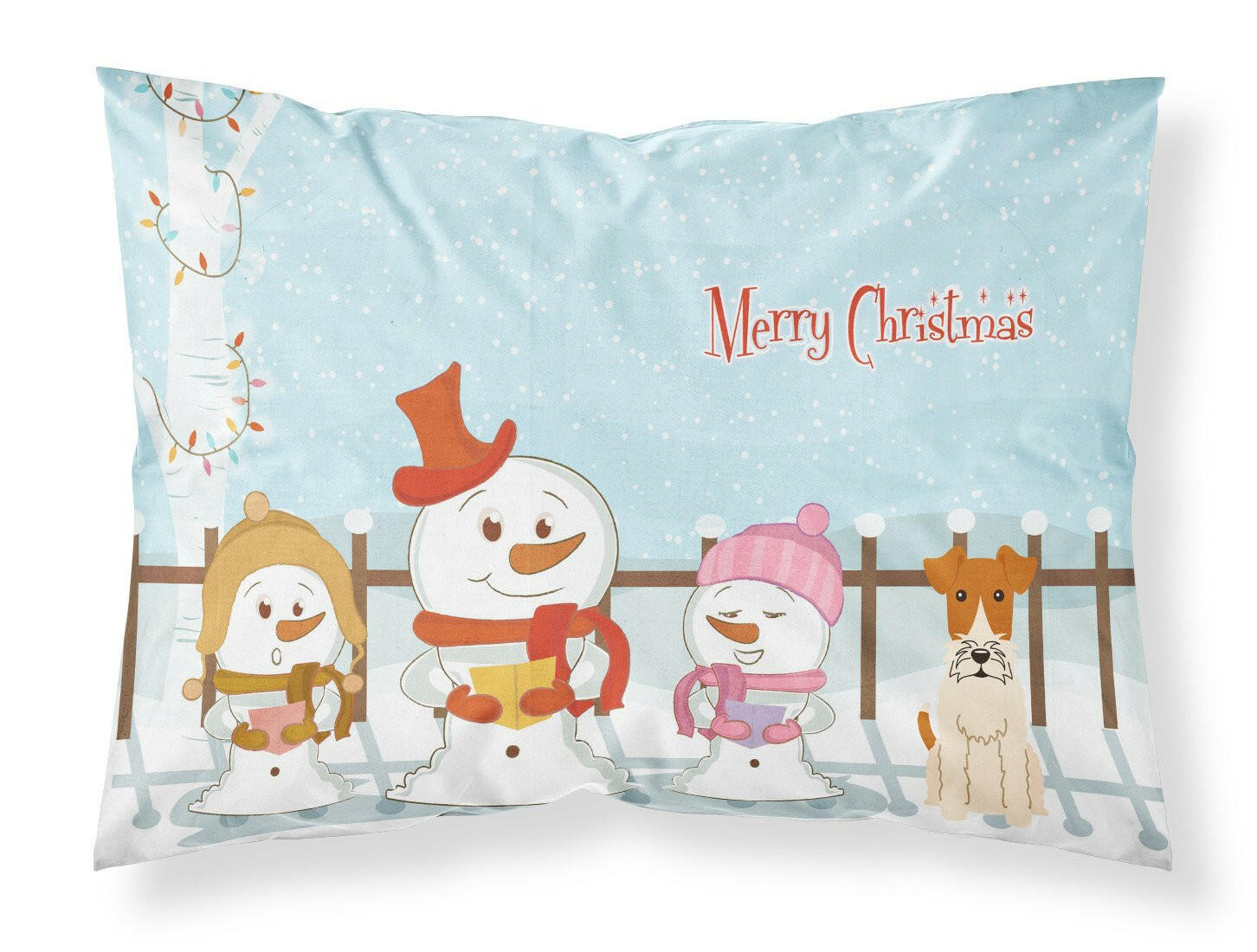 Merry Christmas Carolers Wire Fox Terrier Standard Pillowcase Lightweight Super Soft Easy Care Decorative Artwork Pillowcase, Standard