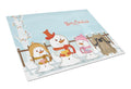 Merry Christmas Carolers Pekingese Tan Cutting Board Tempered Glass Kitchen Cutting Surface, Heat Resistant Chopping, Non-Slip Feet, Food Prep & Serving