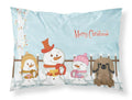 Merry Christmas Carolers Pekingese Tan Standard Pillowcase Lightweight Super Soft Easy Care Decorative Artwork Pillowcase, Standard