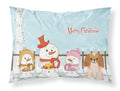 Merry Christmas Carolers Pekingese Red White Standard Pillowcase Lightweight Super Soft Easy Care Decorative Artwork Pillowcase, Standard