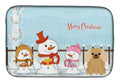Merry Christmas Carolers Pekingese Fawn Sable Dish Drying Mat Absorbent Dish Drying Mat Pad for Kitchen Counter Dish Drainer Mat for Countertop, 14 x 21", Multicolor