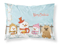 Merry Christmas Carolers Pekingese Fawn Sable Standard Pillowcase Lightweight Super Soft Easy Care Decorative Artwork Pillowcase, Standard
