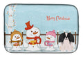 Merry Christmas Carolers Pekingese Black White Dish Drying Mat Absorbent Dish Drying Mat Pad for Kitchen Counter Dish Drainer Mat for Countertop, 14 x 21", Multicolor