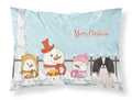 Merry Christmas Carolers Pekingese Black White Standard Pillowcase Lightweight Super Soft Easy Care Decorative Artwork Pillowcase, Standard