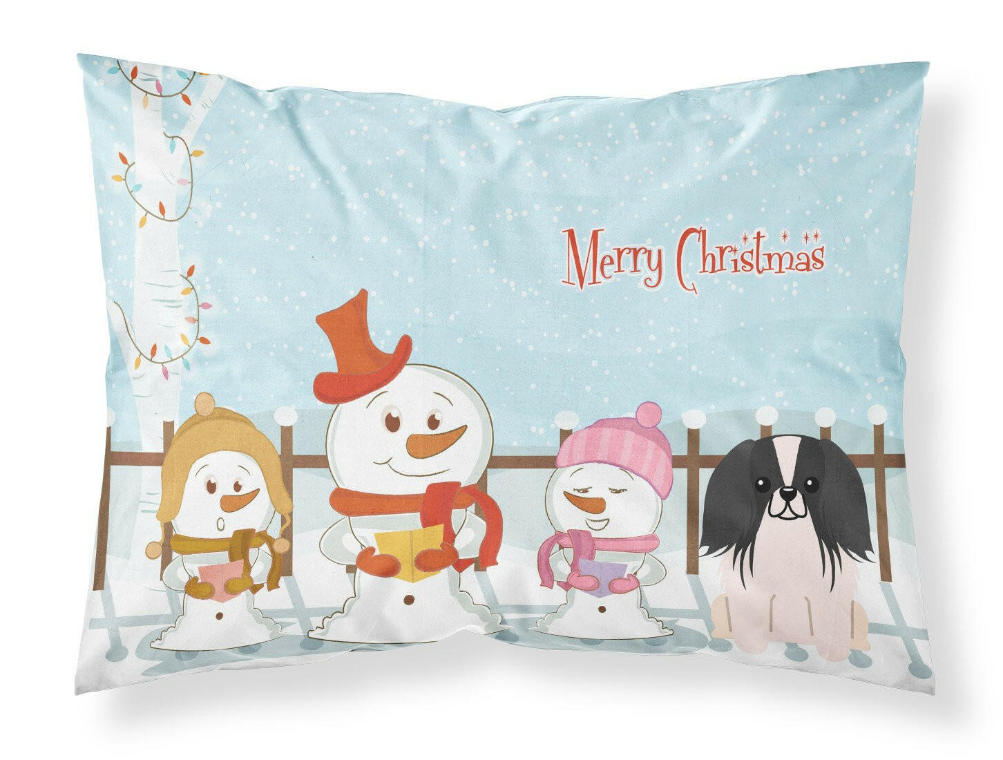 Merry Christmas Carolers Pekingese Black White Standard Pillowcase Lightweight Super Soft Easy Care Decorative Artwork Pillowcase, Standard