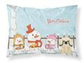 Merry Christmas Carolers Pekingese Cream Standard Pillowcase Lightweight Super Soft Easy Care Decorative Artwork Pillowcase, Standard