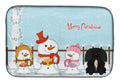 Merry Christmas Carolers Pekingese Black Dish Drying Mat Absorbent Dish Drying Mat Pad for Kitchen Counter Dish Drainer Mat for Countertop, 14 x 21", Multicolor