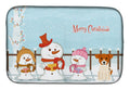 Merry Christmas Carolers Jack Russell Terrier Dish Drying Mat Absorbent Dish Drying Mat Pad for Kitchen Counter Dish Drainer Mat for Countertop, 14 x 21", Multicolor