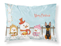 Merry Christmas Carolers English Toy Terrier Standard Pillowcase Lightweight Super Soft Easy Care Decorative Artwork Pillowcase, Standard