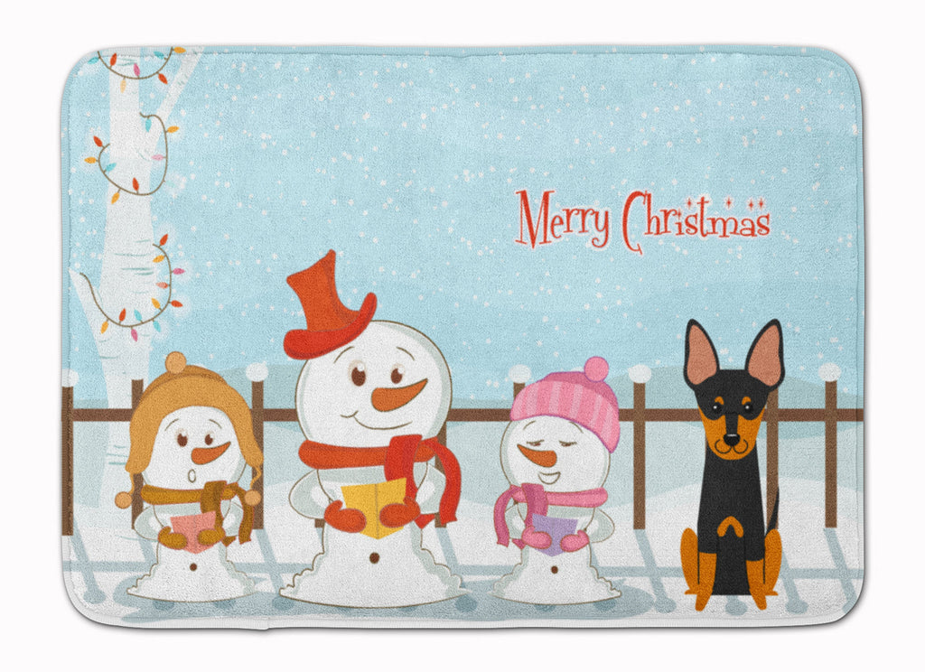 Merry Christmas Carolers English Toy Terrier Memory Foam Kitchen Mat Machine Washable Anti-Fatigue Cushion Comfort Bath or Kitchen Rug