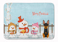 Merry Christmas Carolers English Toy Terrier Memory Foam Kitchen Mat Machine Washable Anti-Fatigue Cushion Comfort Bath or Kitchen Rug