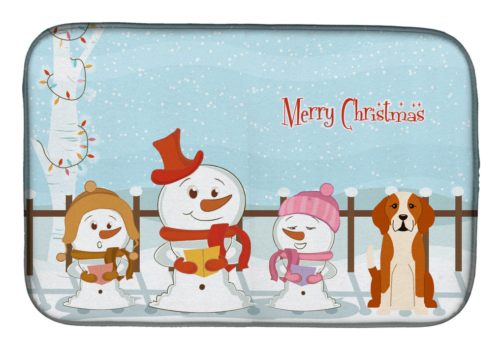 Merry Christmas Carolers English Foxhound Dish Drying Mat Absorbent Dish Drying Mat Pad for Kitchen Counter Dish Drainer Mat for Countertop, 14 x 21", Multicolor