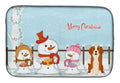 Merry Christmas Carolers English Foxhound Dish Drying Mat Absorbent Dish Drying Mat Pad for Kitchen Counter Dish Drainer Mat for Countertop, 14 x 21", Multicolor