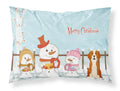 Merry Christmas Carolers English Foxhound Standard Pillowcase Lightweight Super Soft Easy Care Decorative Artwork Pillowcase, Standard