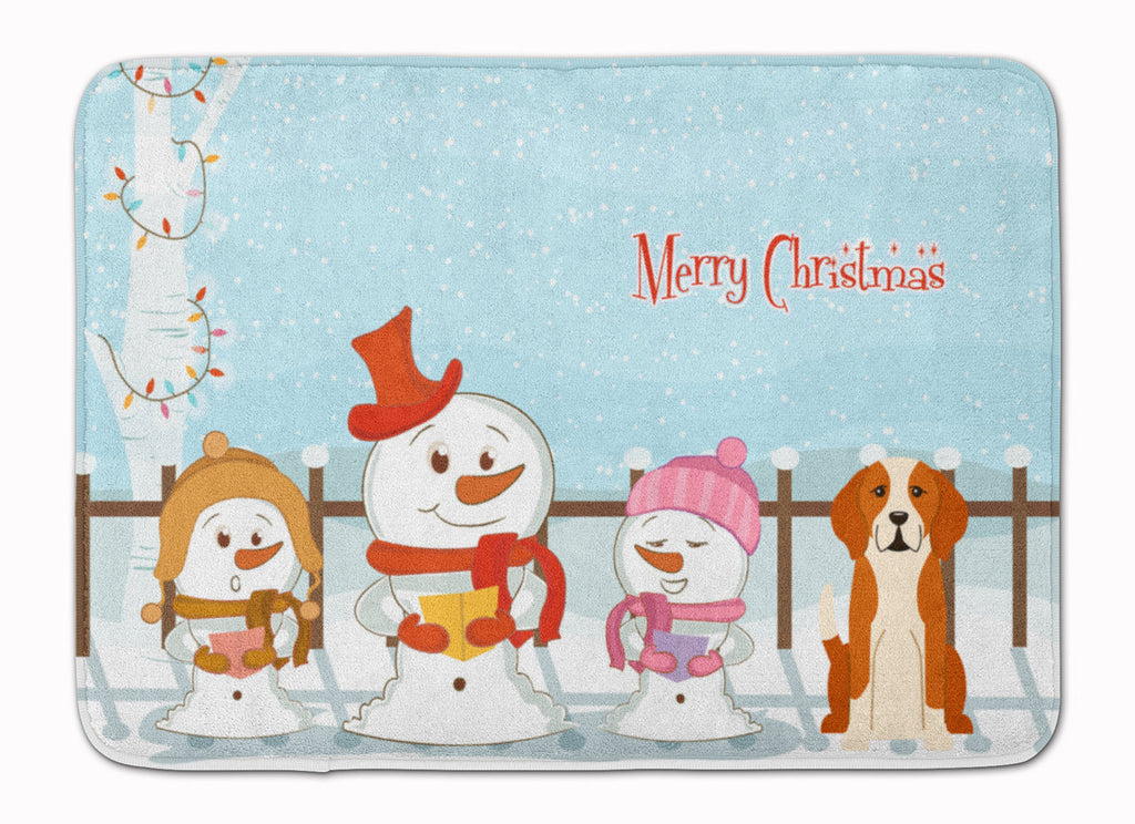Merry Christmas Carolers English Foxhound Memory Foam Kitchen Mat Machine Washable Anti-Fatigue Cushion Comfort Bath or Kitchen Rug