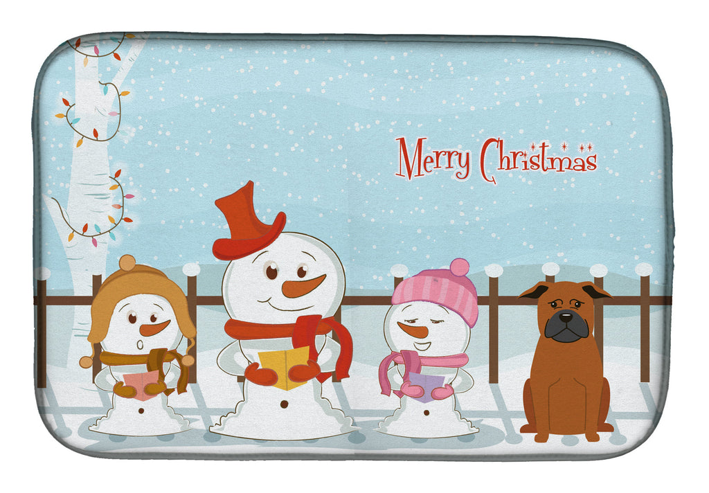 Merry Christmas Carolers Chinese Chongqing Dog Dish Drying Mat Absorbent Dish Drying Mat Pad for Kitchen Counter Dish Drainer Mat for Countertop, 14 x 21", Multicolor