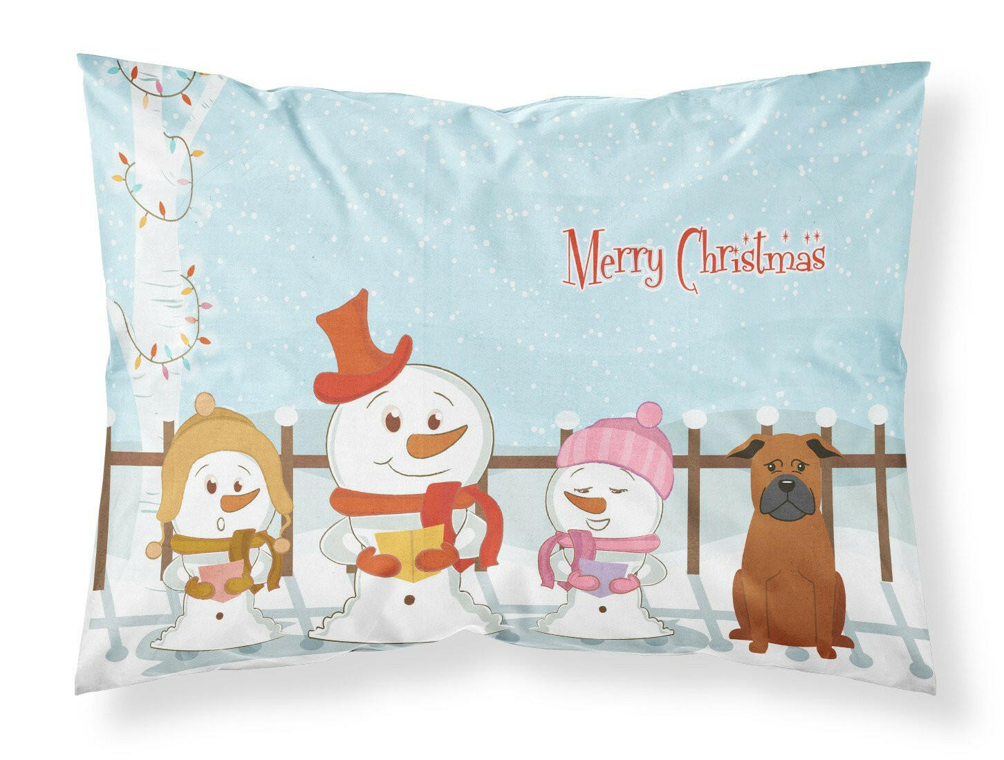 Merry Christmas Carolers Chinese Chongqing Dog Standard Pillowcase Lightweight Super Soft Easy Care Decorative Artwork Pillowcase, Standard
