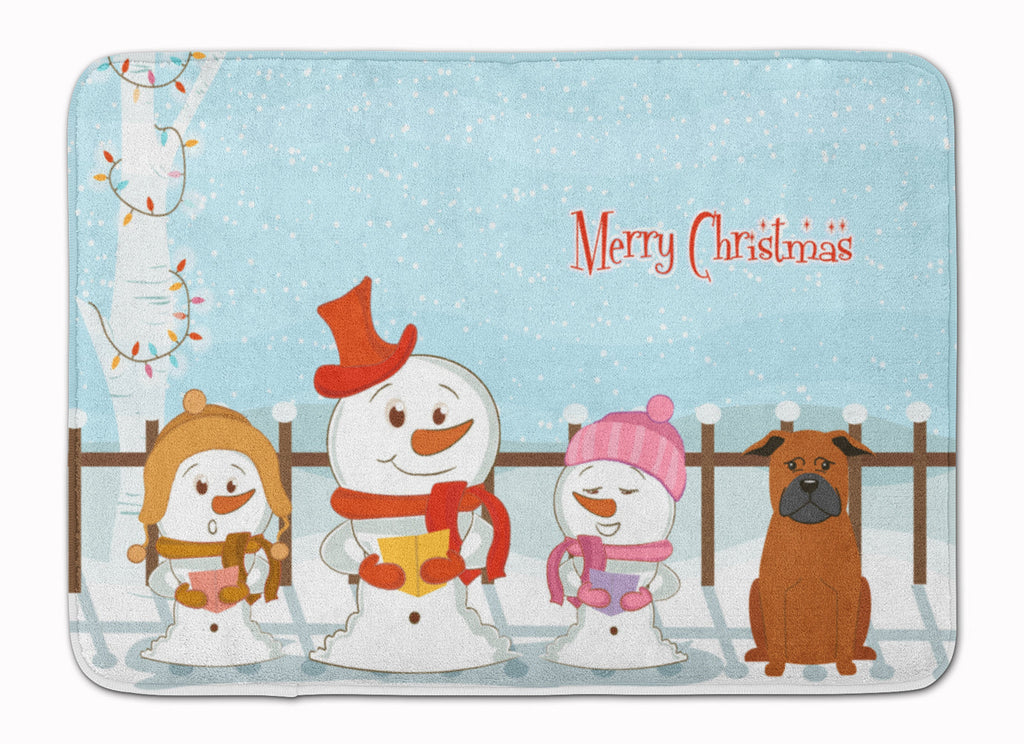 Merry Christmas Carolers Chinese Chongqing Dog Memory Foam Kitchen Mat Machine Washable Anti-Fatigue Cushion Comfort Bath or Kitchen Rug