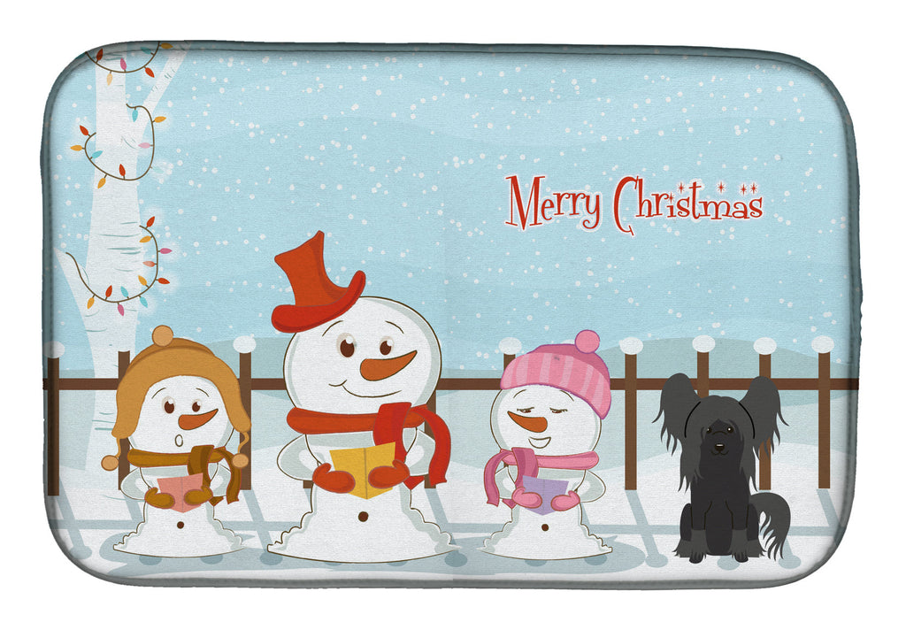 Merry Christmas Carolers Chinese Crested Black Dish Drying Mat Absorbent Dish Drying Mat Pad for Kitchen Counter Dish Drainer Mat for Countertop, 14 x 21", Multicolor
