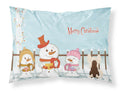 Merry Christmas Carolers Chinese Crested Cream Standard Pillowcase Lightweight Super Soft Easy Care Decorative Artwork Pillowcase, Standard