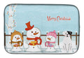 Merry Christmas Carolers White Boxer Cooper Dish Drying Mat Absorbent Dish Drying Mat Pad for Kitchen Counter Dish Drainer Mat for Countertop, 14 x 21", Multicolor