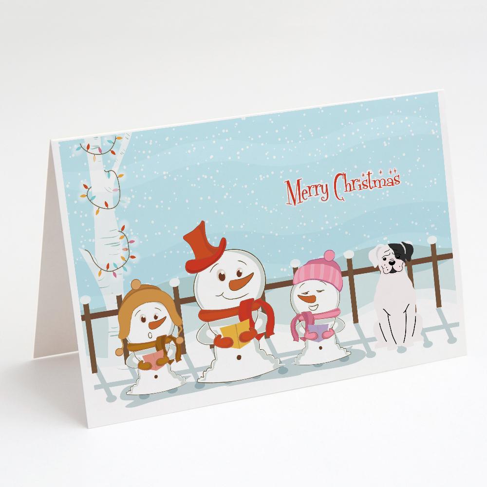 Merry Christmas Carolers White Boxer Cooper Greeting Cards Pack of 8 Blank Cards with Envelopes Whimsical A7 Size 5x7