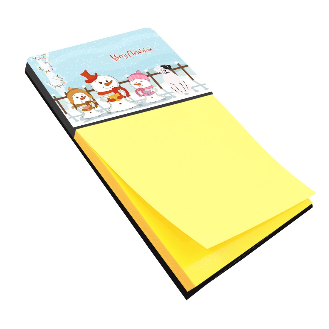 Merry Christmas Carolers White Boxer Cooper Watercolor Sticky Note Holder Refillable Dispenser Desk Accessory 3x3 Pad Gift