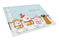 Merry Christmas Carolers Fawn Boxer Cutting Board Tempered Glass Kitchen Cutting Surface, Heat Resistant Chopping, Non-Slip Feet, Food Prep & Serving