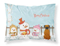 Merry Christmas Carolers Fawn Boxer Standard Pillowcase Lightweight Super Soft Easy Care Decorative Artwork Pillowcase, Standard