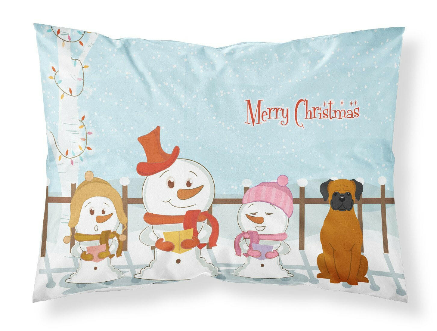 Merry Christmas Carolers Fawn Boxer Standard Pillowcase Lightweight Super Soft Easy Care Decorative Artwork Pillowcase, Standard