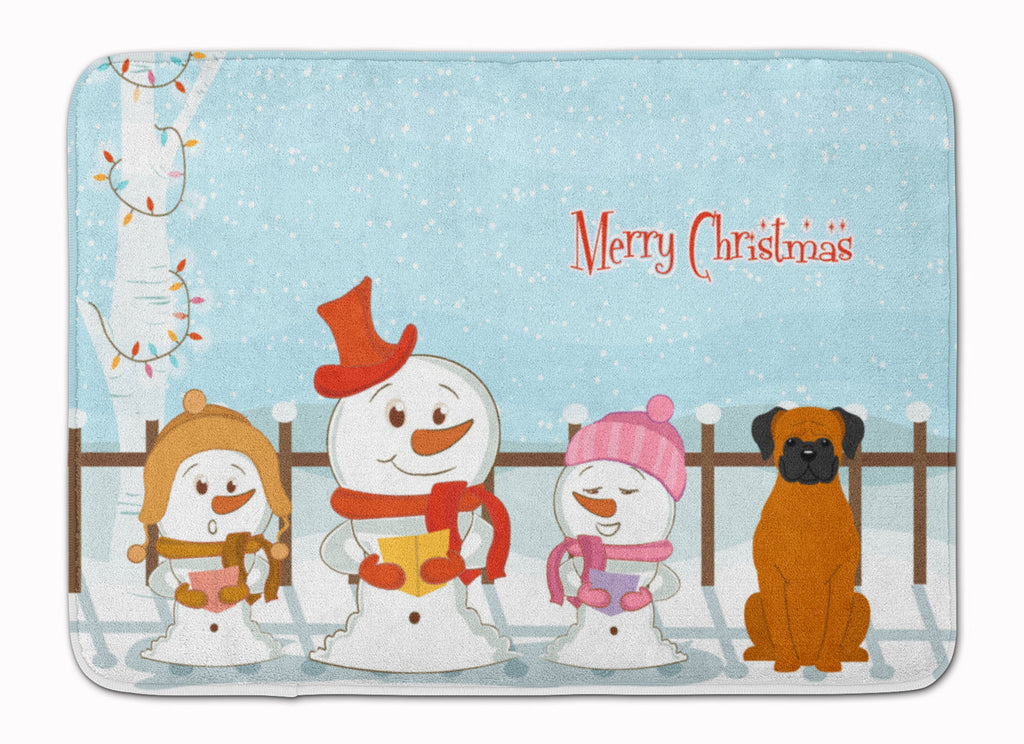 Merry Christmas Carolers Fawn Boxer Memory Foam Kitchen Mat Machine Washable Anti-Fatigue Cushion Comfort Bath or Kitchen Rug