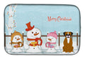 Merry Christmas Carolers Flashy Fawn Boxer Dish Drying Mat Absorbent Dish Drying Mat Pad for Kitchen Counter Dish Drainer Mat for Countertop, 14 x 21", Multicolor