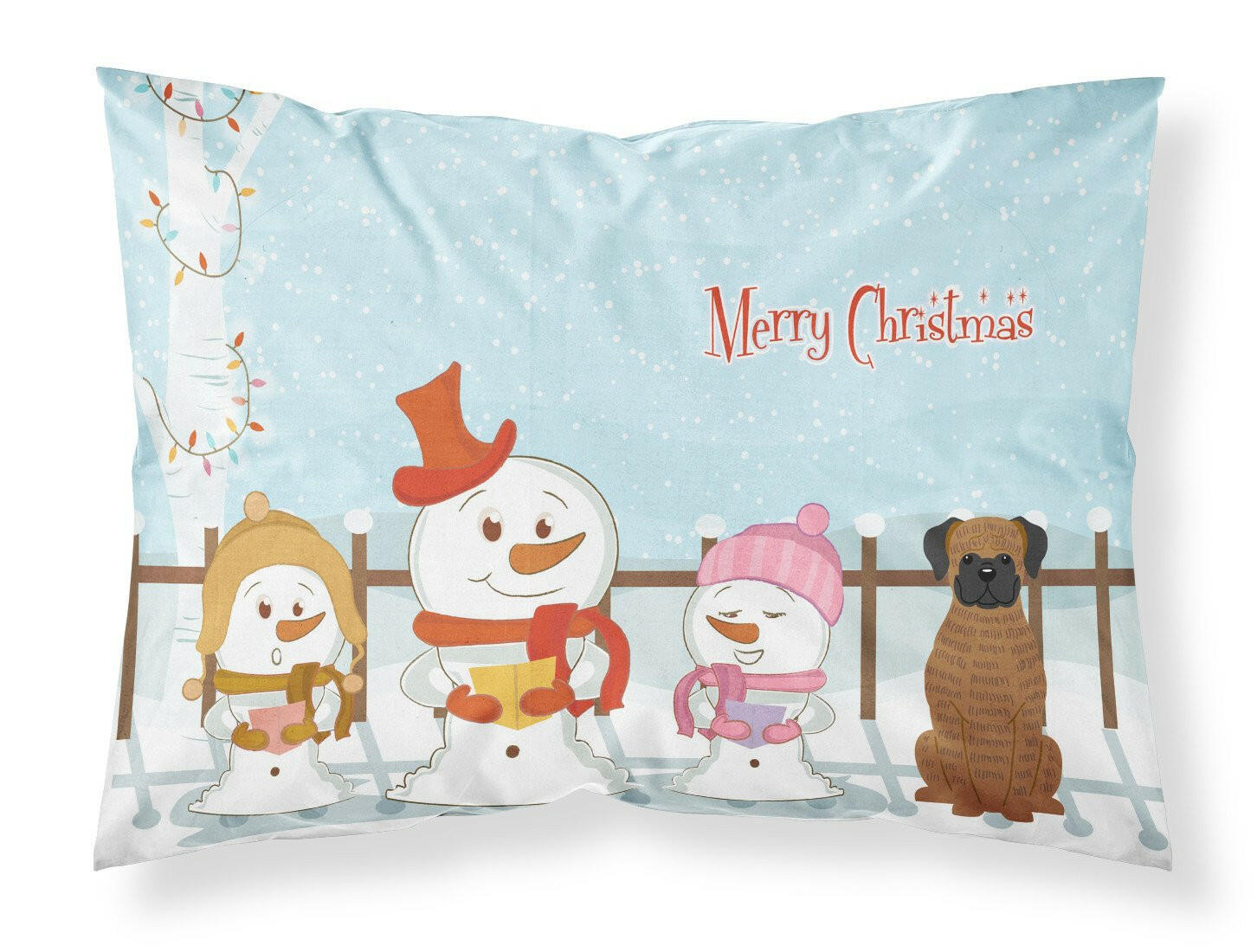 Merry Christmas Carolers Brindle Boxer Standard Pillowcase Lightweight Super Soft Easy Care Decorative Artwork Pillowcase, Standard