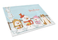 Merry Christmas Carolers Border Collie Red White Cutting Board Tempered Glass Kitchen Cutting Surface, Heat Resistant Chopping, Non-Slip Feet, Food Prep & Serving