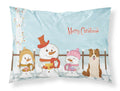 Merry Christmas Carolers Border Collie Red White Standard Pillowcase Lightweight Super Soft Easy Care Decorative Artwork Pillowcase, Standard