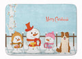 Merry Christmas Carolers Border Collie Red White Memory Foam Kitchen Mat Machine Washable Anti-Fatigue Cushion Comfort Bath or Kitchen Rug