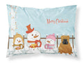 Merry Christmas Carolers English Bulldog Red Standard Pillowcase Lightweight Super Soft Easy Care Decorative Artwork Pillowcase, Standard