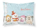 Merry Christmas Carolers English Bulldog White Standard Pillowcase Lightweight Super Soft Easy Care Decorative Artwork Pillowcase, Standard