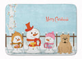 Merry Christmas Carolers English Bulldog Fawn Memory Foam Kitchen Mat Machine Washable Anti-Fatigue Cushion Comfort Bath or Kitchen Rug