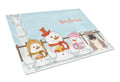 Merry Christmas Carolers English Bulldog Grey Brindle Cutting Board Tempered Glass Kitchen Cutting Surface, Heat Resistant Chopping, Non-Slip Feet, Food Prep & Serving