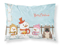 Merry Christmas Carolers English Bulldog Grey Brindle Standard Pillowcase Lightweight Super Soft Easy Care Decorative Artwork Pillowcase, Standard