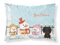 Merry Christmas Carolers Wire Haired Dachshund Black Tan Standard Pillowcase Lightweight Super Soft Easy Care Decorative Artwork Pillowcase, Standard