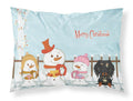 Merry Christmas Carolers Wire Haired Dachshund Dapple Standard Pillowcase Lightweight Super Soft Easy Care Decorative Artwork Pillowcase, Standard