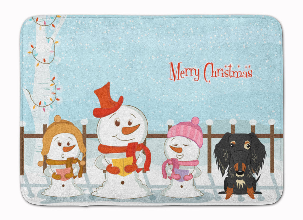 Merry Christmas Carolers Wire Haired Dachshund Dapple Memory Foam Kitchen Mat Machine Washable Anti-Fatigue Cushion Comfort Bath or Kitchen Rug