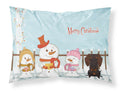 Merry Christmas Carolers Wire Haired Dachshund Chocolate Standard Pillowcase Lightweight Super Soft Easy Care Decorative Artwork Pillowcase, Standard