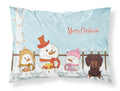 Merry Christmas Carolers Dachshund Chocolate Standard Pillowcase Lightweight Super Soft Easy Care Decorative Artwork Pillowcase, Standard
