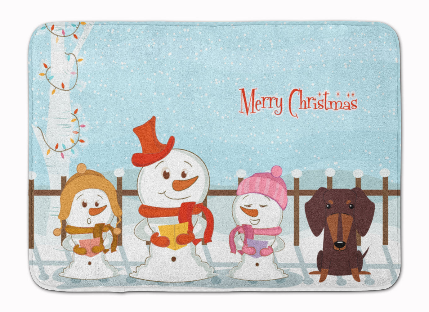 Merry Christmas Carolers Dachshund Chocolate Memory Foam Kitchen Mat Machine Washable Anti-Fatigue Cushion Comfort Bath or Kitchen Rug